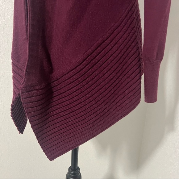 Loft Women’s XS Drape Open Front Cardigan Sweater Long Sleeve Plum/Maroon Office - Picture 3 of 8